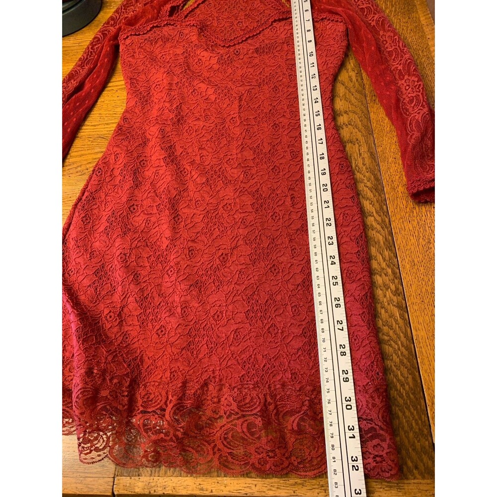 Free People Witchy Red Lacy Dress Cocktail Party Whimsigoth Small Sexy Vamp - Picture 15 of 16